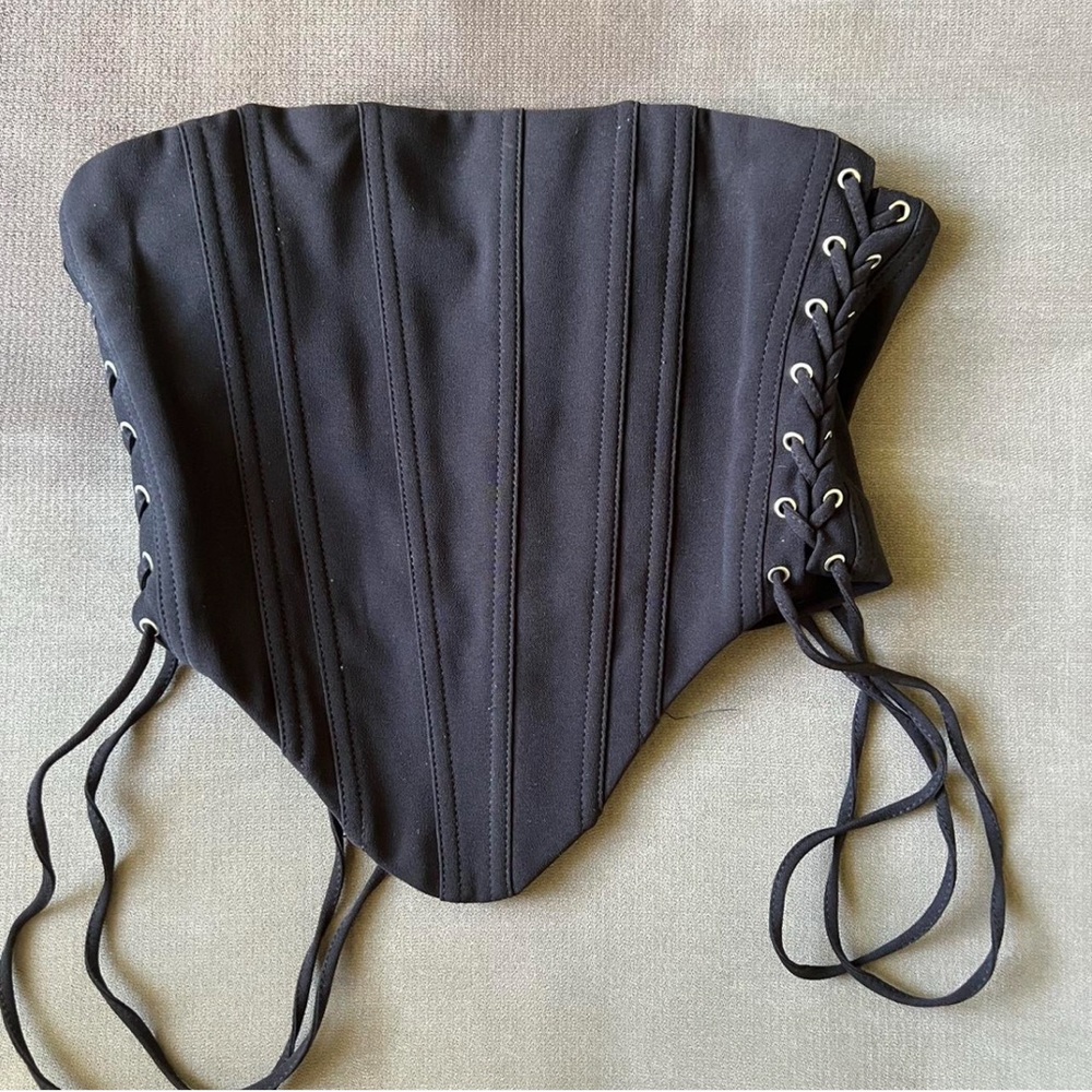 I.AM.GIA Black Lace-Up Corset Top